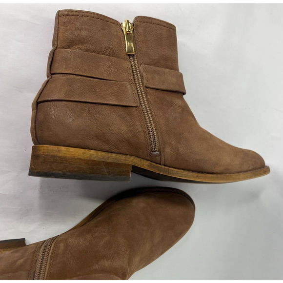 Franco Sarto Harwick Brown Leather Ankle Bootie Boots Buckle Strap Size 7.5M - Picture 6 of 8